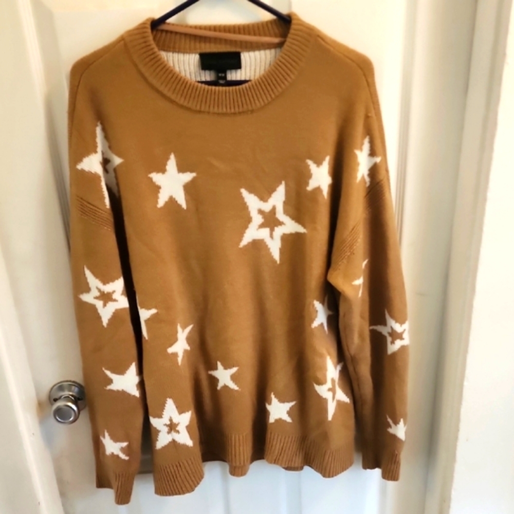 Lane Bryant Tan And White Star Sweater